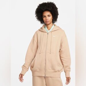 Nike beige brown zip up hoodie jacket - M